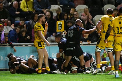 091026 - Dragons RFC v Ospreys - United Rugby Championship - Sam Parry of Ospreys scores a try
