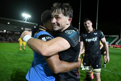 091026 - Dragons RFC v Ospreys - United Rugby Championship - Dan Edwards of Ospreys celebrates at full time