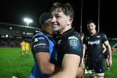 091026 - Dragons RFC v Ospreys - United Rugby Championship - Dan Edwards of Ospreys celebrates at full time
