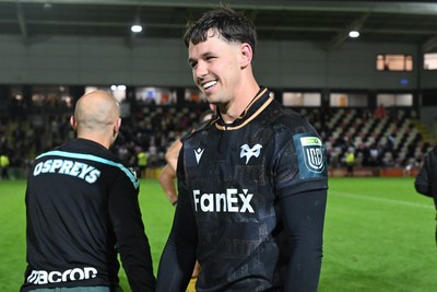 091026 - Dragons RFC v Ospreys - United Rugby Championship - Tom Rogers of Ospreys celebrates the win at full time