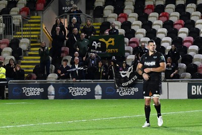 091026 - Dragons RFC v Ospreys - United Rugby Championship - Ospreys fans at full time