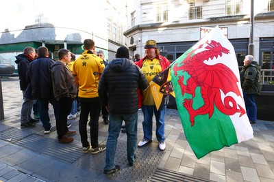 251025 - Dragons RFC v Ospreys - United Rugby Championship - Supporters of Dragons and Ospreys join together on a protest march through Newport centre before the game
