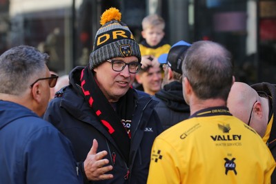 251025 - Dragons RFC v Ospreys - United Rugby Championship - Supporters of Dragons and Ospreys join together on a protest march through Newport centre before the game