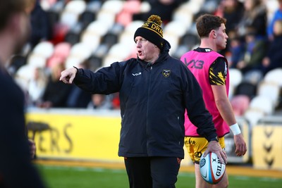 251025 - Dragons RFC v Ospreys - United Rugby Championship - Senior coach of Dragons Dale Macleod leads the side in the absence of Filo Tiatia
