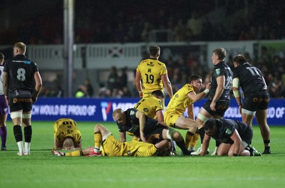 251025 - Newport RFC v Ospreys, United Rugby Championship - Players from both teams at the end of the match