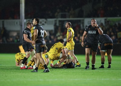 251025 - Newport RFC v Ospreys, United Rugby Championship - Players from both teams at the end of the match