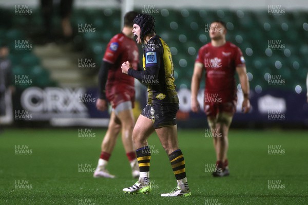 010124 - Dragons RFC v Scarlets - United Rugby Championship - Will Reed of Dragons celebrates