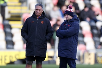 010126 - Dragons RFC v Scarlets - United Rugby Championship - Dragons Head Coach Filo Tiatia and Scarlets Head Coach Dwayne Peel 