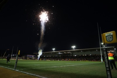 010126 - Dragons RFC v Scarlets - United Rugby Championship - Fireworks at full time