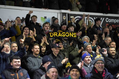 010126 - Dragons RFC v Scarlets - United Rugby Championship - Dragons fans at full time