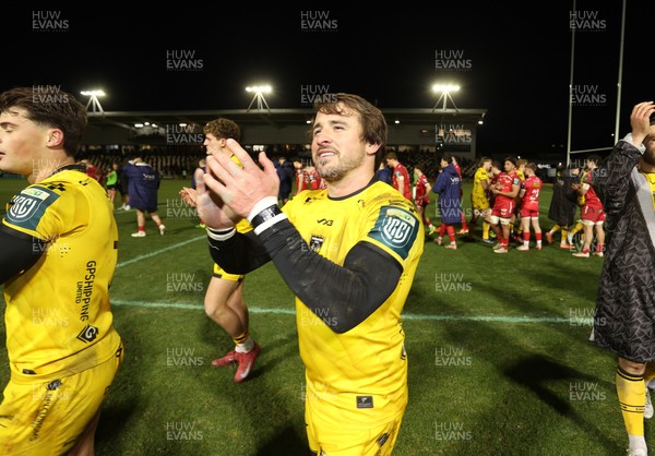 010126 - Dragons RFC v Scarlets - United Rugby Championship - Rhodri Williams of Dragons at full time