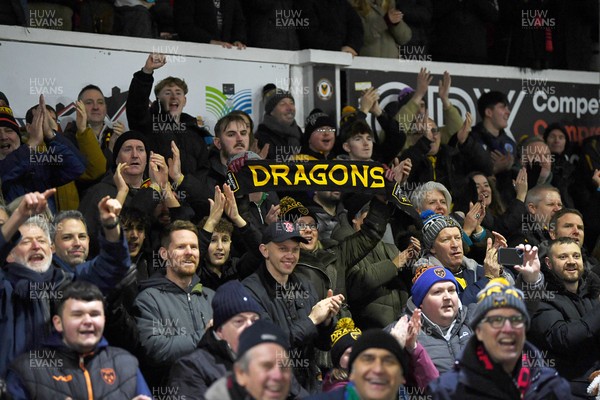 010126 - Dragons RFC v Scarlets - United Rugby Championship - Dragons fans at full time
