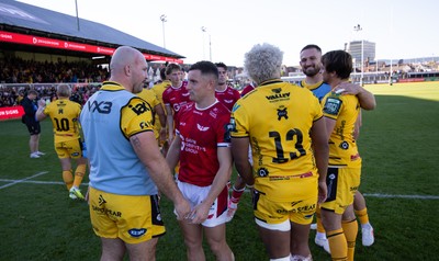 031026 Dragons RFC v Scarlets, BKT United Rugby Championship - Dragons players all smiles on the final whistle
