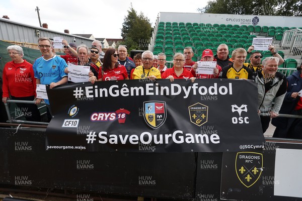 130925 - Dragons RFC v Scarlets - Pre Season Friendly - Both Scarlets and Dragons supporters campaign for Save Our Game