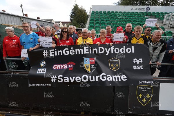 130925 - Dragons RFC v Scarlets - Pre Season Friendly - Both Scarlets and Dragons supporters campaign for Save Our Game