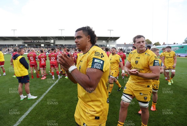 130925 - Dragons RFC v Scarlets - Pre Season Friendly - Mackenzie Martin of Dragons thanks the fans