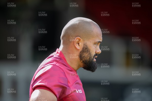 130925 - Dragons RFC v Scarlets - Preseason Friendly - Josh Macleod of Scarlets walks out 