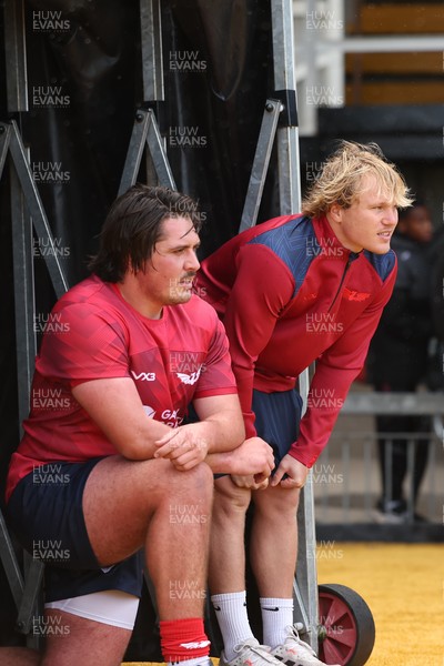 130925 - Dragons RFC v Scarlets - Preseason Friendly - Archer Holz and Blair Murray of Scarlets watch from the tunnel
