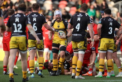 220325 - Dragons RFC v Ulster - United Rugby Championship - Harrison Keddie of Dragons wins a penalty