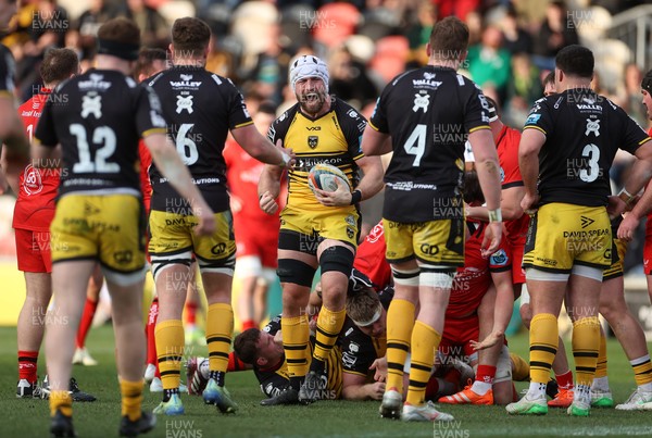 220325 - Dragons RFC v Ulster - United Rugby Championship - Harrison Keddie of Dragons wins a penalty