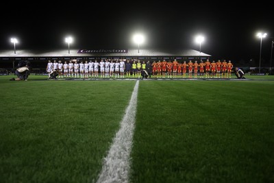 161026 - Dragons RFC v USA Perpignan - European Rugby Challenge Cup - A minutes silence is held for Hyron Andrews