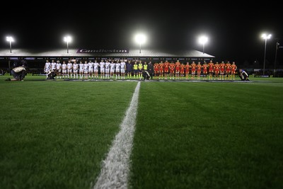 161026 - Dragons RFC v USA Perpignan - European Rugby Challenge Cup - A minutes silence is held for Hyron Andrews