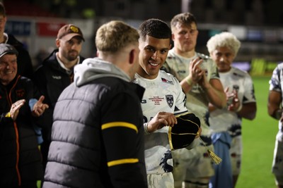 161026 - Dragons RFC v USA Perpignan - European Rugby Challenge Cup - Rio Dyer of Dragons gets his 100th cap