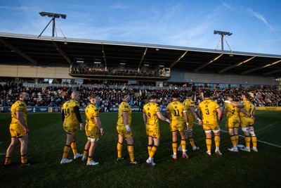 170426 - Dragons v Vodacom Bulls - United Rugby Championship - Dragons line up for a minutes applause