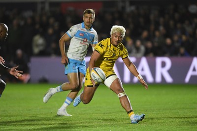 170426 - Dragons RFC v Vodacom Bulls - United Rugby Championship - Fine Inisi of Dragons chases the ball