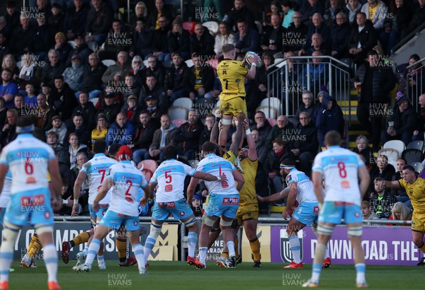 170426 - Dragons v Vodacom Bulls - United Rugby Championship - Harry Beddall of Dragons in the line out