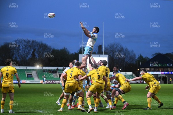170426 - Dragons RFC v Vodacom Bulls - United Rugby Championship - Ruan Nortje of Bulls wins the line-out