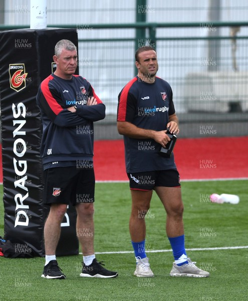 030820 - Dragons Rugby Training - Dean Ryan and Jamie Roberts during training