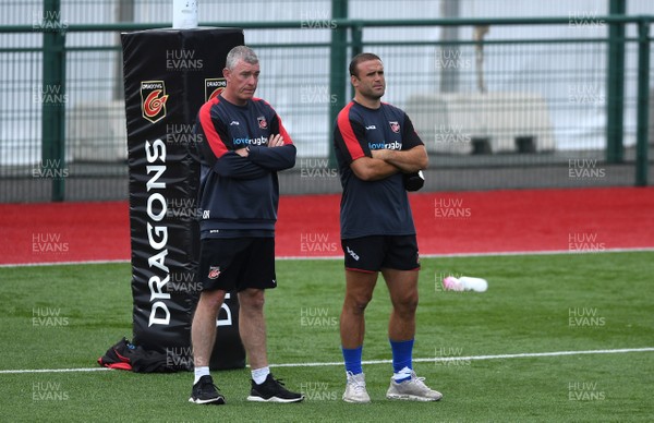 030820 - Dragons Rugby Training - Dean Ryan and Jamie Roberts during training