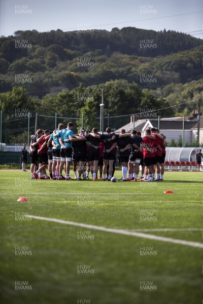 170920 - Dragons Rugby Training - Team huddle during training before their clash with Bristol in the European Challenge Cu tomorrow (18th September)