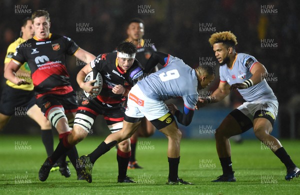 300917 - Dragons Rugby v Southern Kings - Guinness PRO14 - James Benjamin of Dragons is tackled by Godlen Masimla of Southern Kings