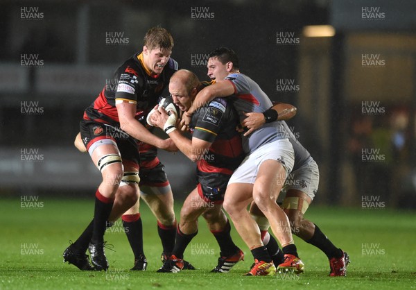 300917 - Dragons Rugby v Southern Kings - Guinness PRO14 - Brok Harris of Dragons is tackled by Michael Willemse of Southern Kings