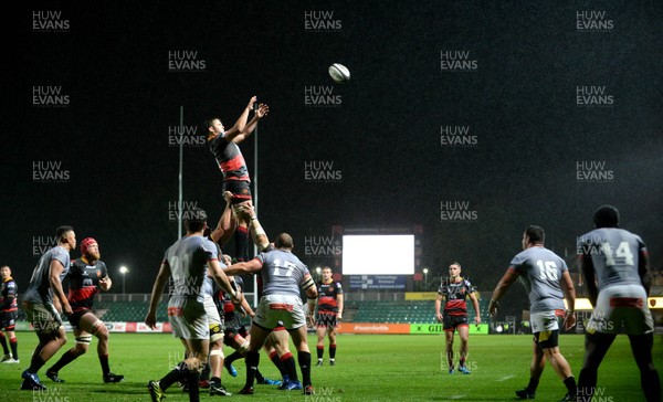 300917 - Dragons Rugby v Southern Kings - Guinness PRO14 - James Benjamin of Dragons takes line-out ball