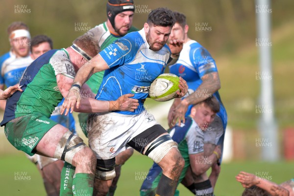 230116 - Newport Gwent Dragons Premier Select XV v Connacht Eagles - British and Irish Cup - Dragon's Adam Brown crashing through Connacht's defence