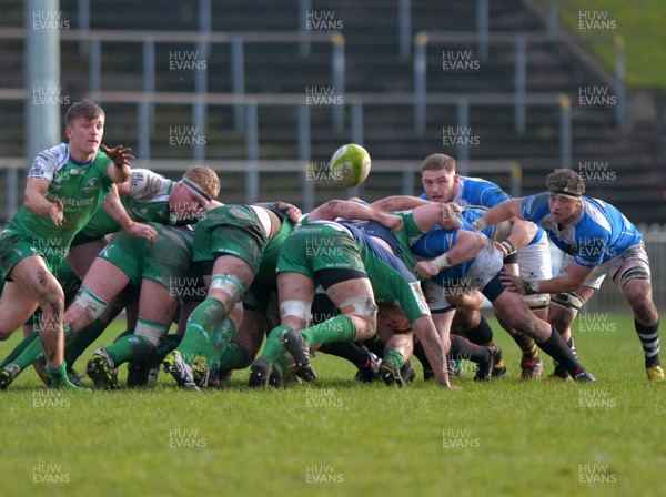 230116 - Newport Gwent Dragons Premier Select XV v Connacht Eagles - British and Irish Cup - Connacht's Shane O'Leary passes out from a scrum