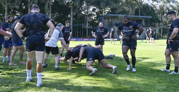 290322 - Dragons Training at Westville Boys' High School in Durban - Forwards coach Mefin Davies oversees training
