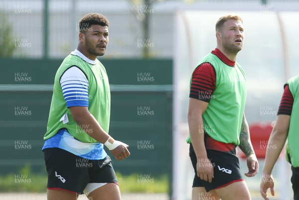 010419 - Dragons Training Session - Leon Brown and Ross Moriarty during training session ahead of travelling to South Africa