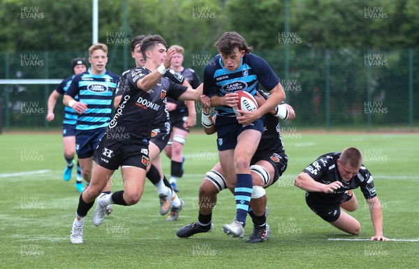 200621 - Dragons U18 v Cardiff Blues U18 - Louie Hennessy-Booth of Cardiff Blues charges through to score try