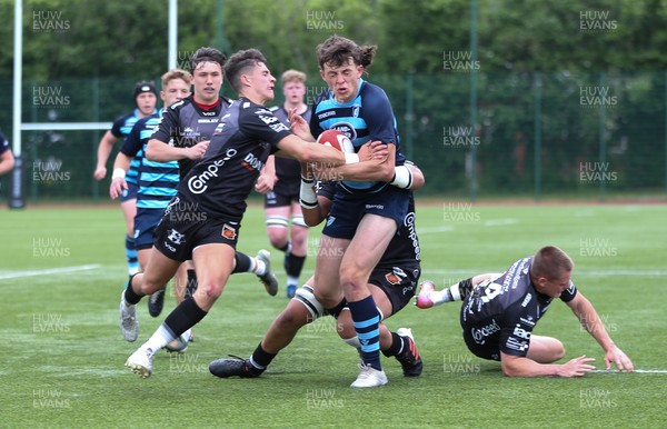 200621 - Dragons U18 v Cardiff Blues U18 - Louie Hennessy-Booth of Cardiff Blues charges through to score try