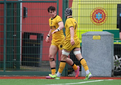 080226 - Dragons U18s v Cardiff U18s - Regional Age Grade - Brogan Leary of Dragons celebrates scoring a try