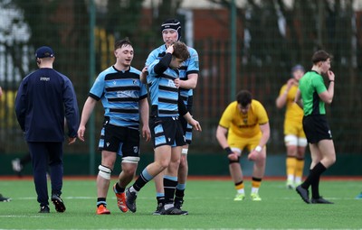 080226 - Dragons U18s v Cardiff U18s - Regional Age Grade - Finn Britton of Cardiff celebrates kicking the match winning penalty with team mates