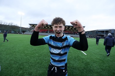 080226 - Dragons U18s v Cardiff U18s - Regional Age Grade - Finn Britton of Cardiff celebrates at full time
