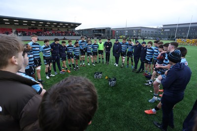 080226 - Dragons U18s v Cardiff U18s - Regional Age Grade - Cardiff team huddle