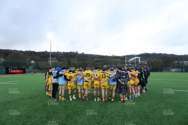 080226 - Dragons U18s v Cardiff U18s - Regional Age Grade - Dragons team huddle