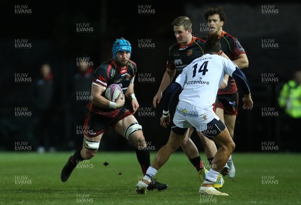180119 -  Dragons v ASM Clermont Auvergne, European Challenge Cup - Harrison Keddie of Dragons charges forward
