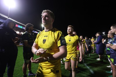 280226 - Dragons RFC v Benetton Rugby - United Rugby Championship - Angus O�Brien of Dragons at full time